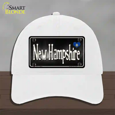 New Hampshire Flag Script Novelty License Plate Hat Unconstructed Cotton / White