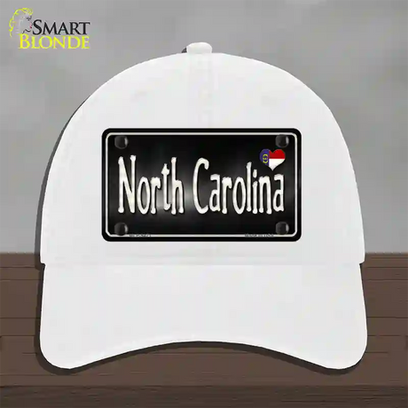 North Carolina Flag Script Novelty License Plate Hat Unconstructed Cotton / White