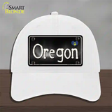 Oregon Flag Script Novelty License Plate Hat Unconstructed Cotton / White