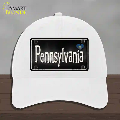 Pennsylvania Flag Script Novelty License Plate Hat Unconstructed Cotton / White