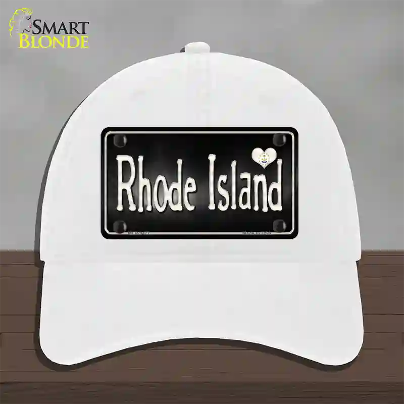 Rhode Island Flag Script Novelty License Plate Hat Unconstructed Cotton / White