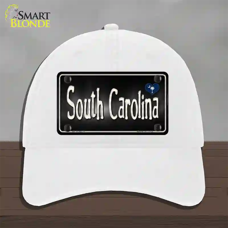 South Carolina Flag Script Novelty License Plate Hat Unconstructed Cotton / White