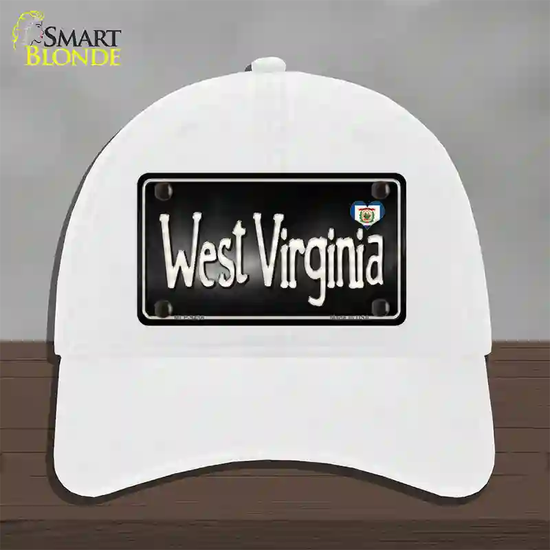 West Virginia Flag Script Novelty License Plate Hat Unconstructed Cotton / White