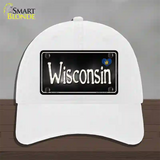 Wisconsin Flag Script Novelty License Plate Hat Unconstructed Cotton / White