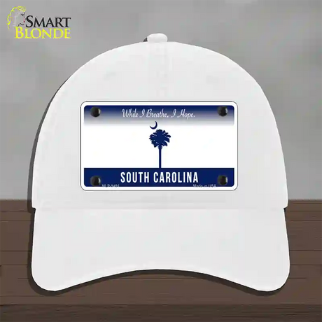 South Carolina I Breathe Blank Novelty License Plate Hat Unconstructed Cotton / White