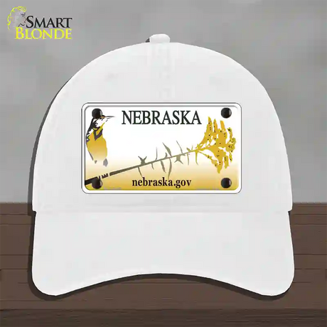 Nebraska Blank Novelty License Plate Hat Unconstructed Cotton / White