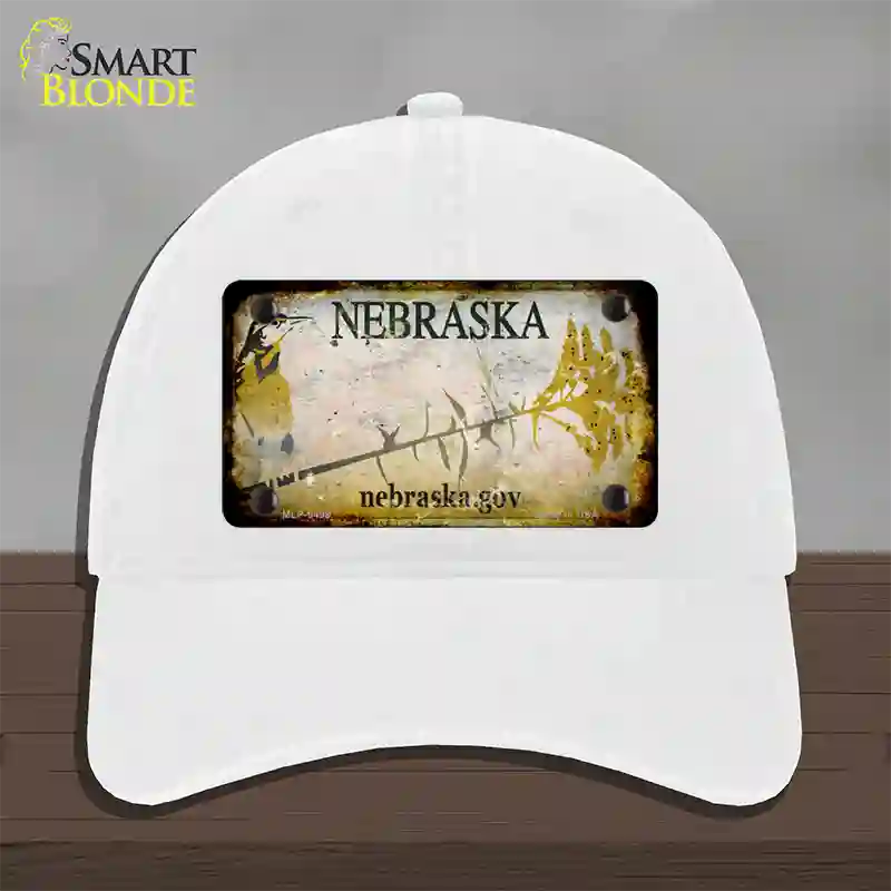 Nebraska Gov Rusty Blank Novelty License Plate Hat Unconstructed Cotton / White