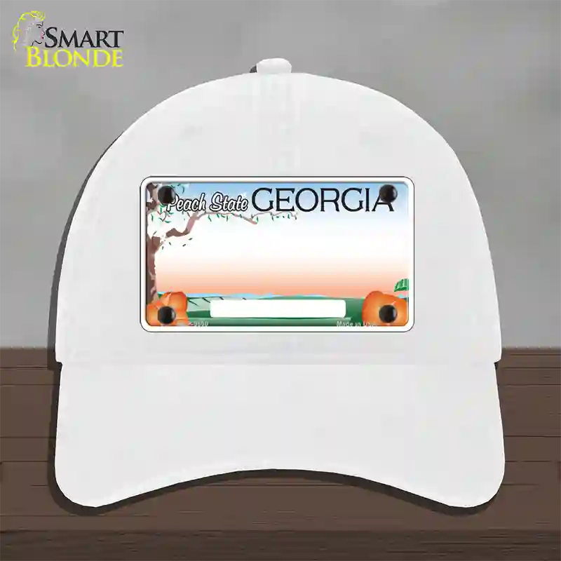 Georgia Peach Blank Novelty License Plate Hat Unconstructed Cotton / White