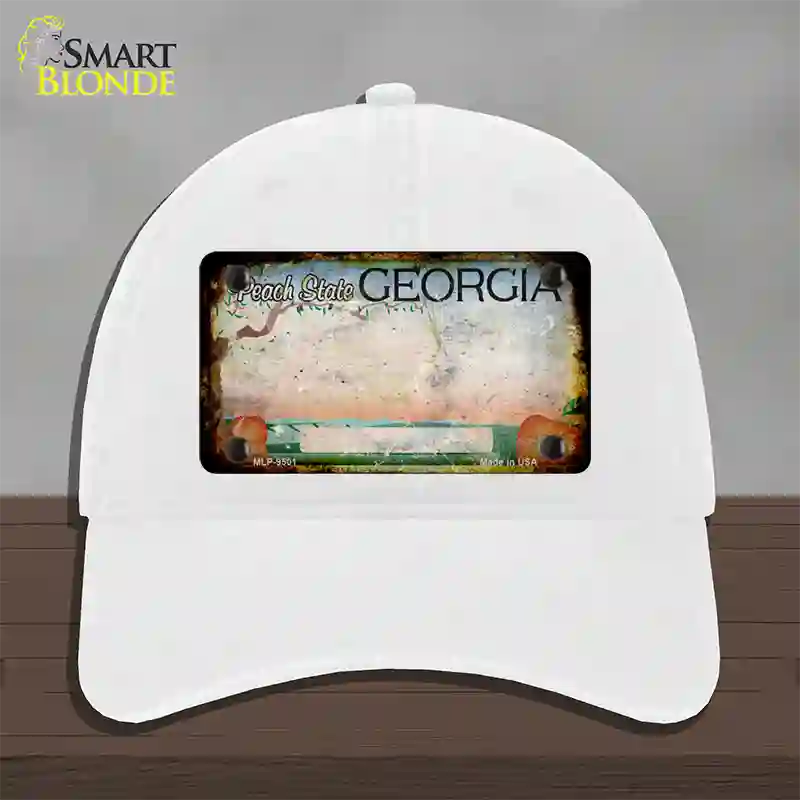 Georgia Peach Rusty Blank Novelty License Plate Hat Unconstructed Cotton / White