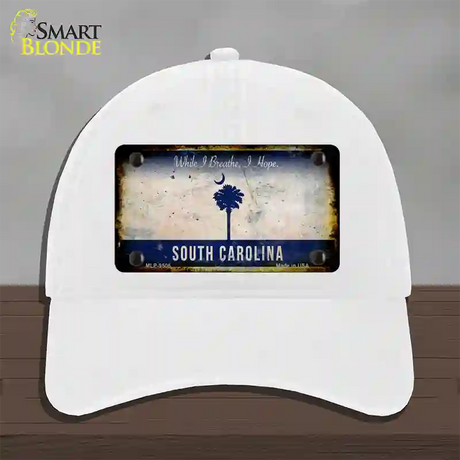 South Carolina I Breathe Rusty Blank Novelty License Plate Hat Unconstructed Cotton / White