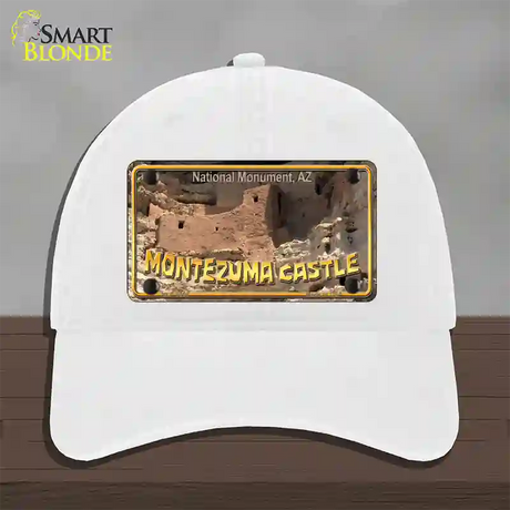 Montezuma Castle Novelty License Plate Hat Unconstructed Cotton / White