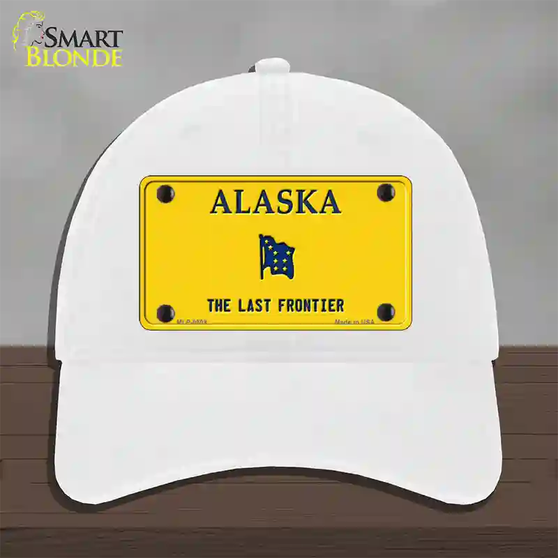 Alaska State Blank Novelty License Plate Hat Unconstructed Cotton / White / Alaska Frontier (9509):https | Clean | Yes