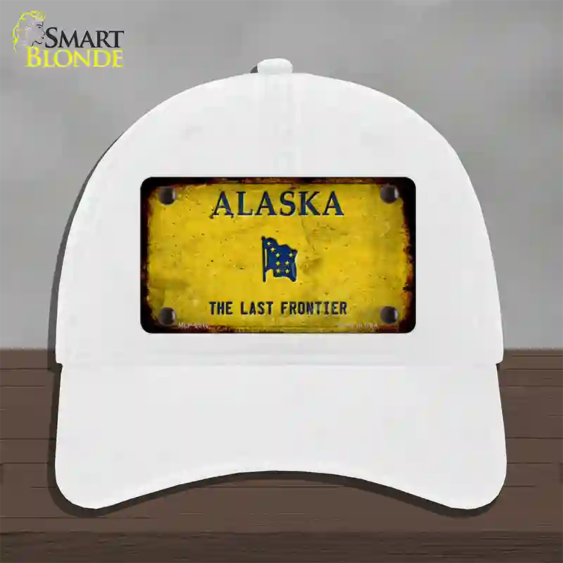 Alaska State Blank Novelty License Plate Hat Unconstructed Cotton / White / Alaska Frontier (9509):https | Rusty | Yes