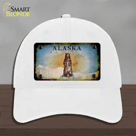 Alaska State Blank Novelty License Plate Hat Unconstructed Cotton / White / Alaska Bear (9511):https | Rusty | Yes