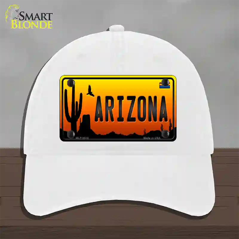 Arizona Scenic Novelty License Plate Hat Unconstructed Cotton / White