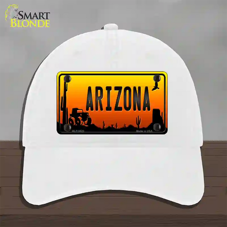 Jeep Arizona Scenic Novelty License Plate Hat Unconstructed Cotton / White