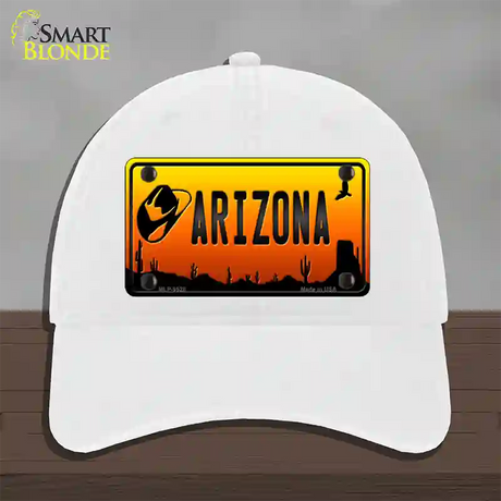 Cowboy Hat Arizona Scenic Novelty License Plate Hat Unconstructed Cotton / White