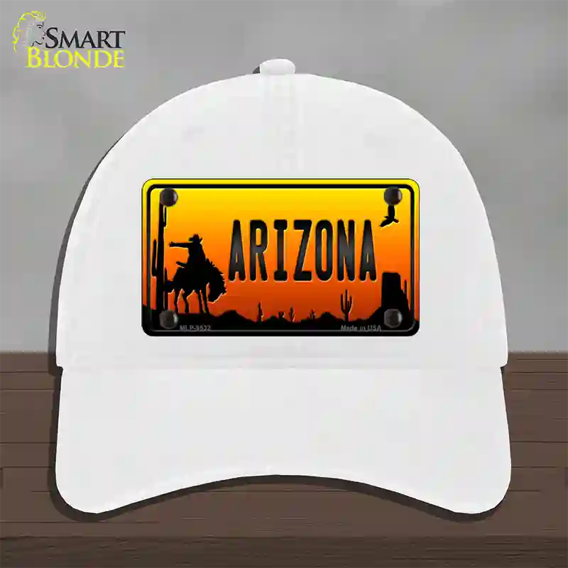 Rodeo Arizona Scenic Novelty License Plate Hat Unconstructed Cotton / White