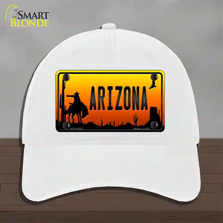 Rodeo Arizona Scenic Novelty License Plate Hat Unconstructed Cotton / White