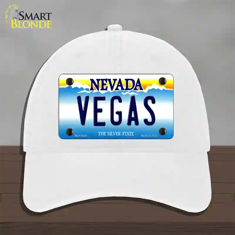 Vegas Nevada Novelty License Plate Hat Unconstructed Cotton / White