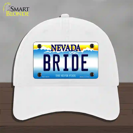 Bride Nevada Novelty License Plate Hat Unconstructed Cotton / White