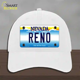 Reno Nevada Novelty License Plate Hat Unconstructed Cotton / White