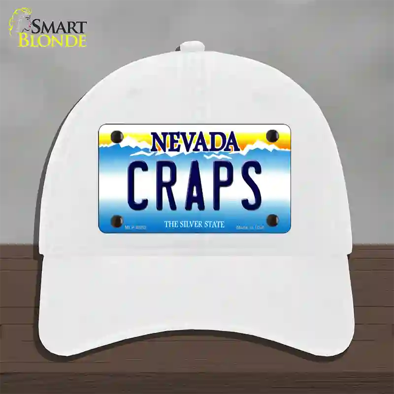 Craps Nevada Novelty License Plate Hat Unconstructed Cotton / White