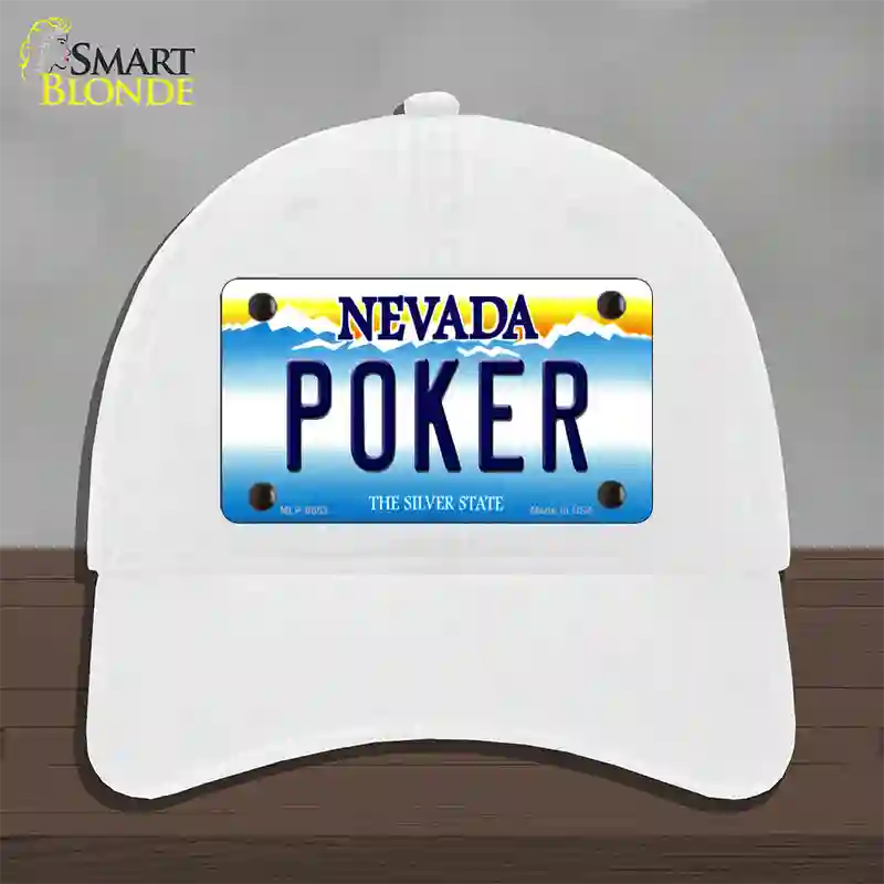 Poker Nevada Novelty License Plate Hat Unconstructed Cotton / White