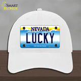 Lucky Nevada Novelty License Plate Hat Unconstructed Cotton / White