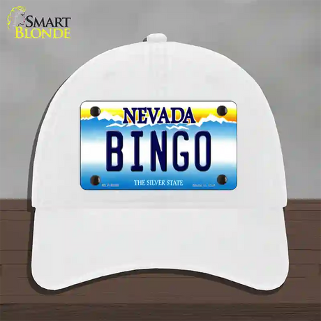 Bingo Nevada Novelty License Plate Hat Unconstructed Cotton / White