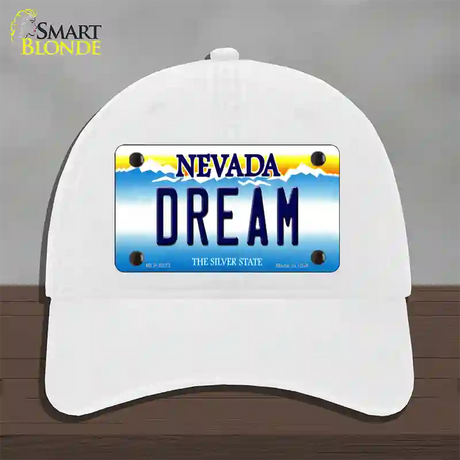 Dream Nevada Novelty License Plate Hat Unconstructed Cotton / White