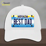 Best Dad Nevada Novelty License Plate Hat Unconstructed Cotton / White