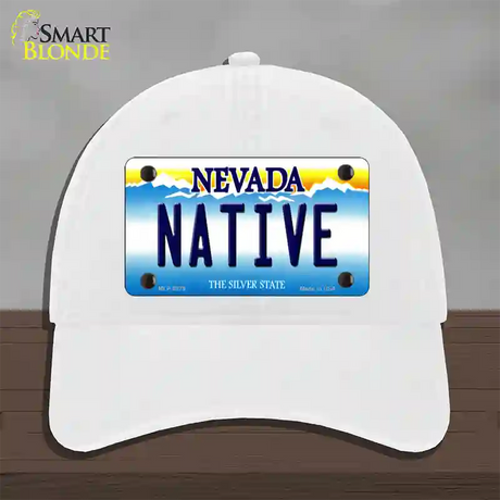 Native Nevada Novelty License Plate Hat Unconstructed Cotton / White