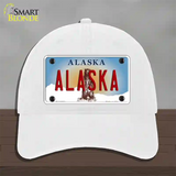 Alaska State Novelty License Plate Hat Unconstructed Cotton / White