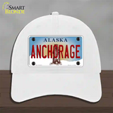 Anchorage Alaska State Novelty License Plate Hat Unconstructed Cotton / White