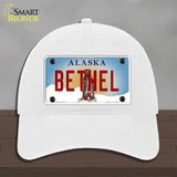 Bethel Alaska State Novelty License Plate Hat Unconstructed Cotton / White