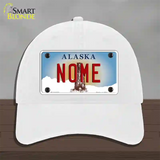 Nome Alaska State Novelty License Plate Hat Unconstructed Cotton / White