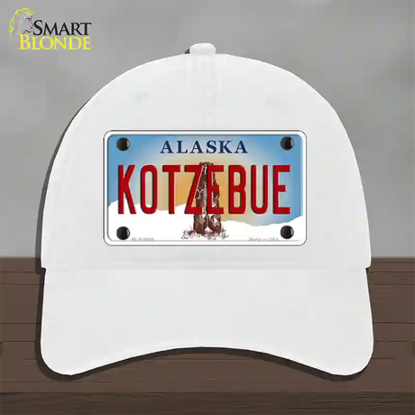 Kotzebue Alaska State Novelty License Plate Hat Unconstructed Cotton / White