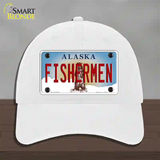 Fishermen Alaska State Novelty License Plate Hat Unconstructed Cotton / White