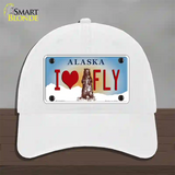 I Love Fly Alaska State Novelty License Plate Hat Unconstructed Cotton / White