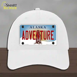 Adventure Alaska State Novelty License Plate Hat Unconstructed Cotton / White