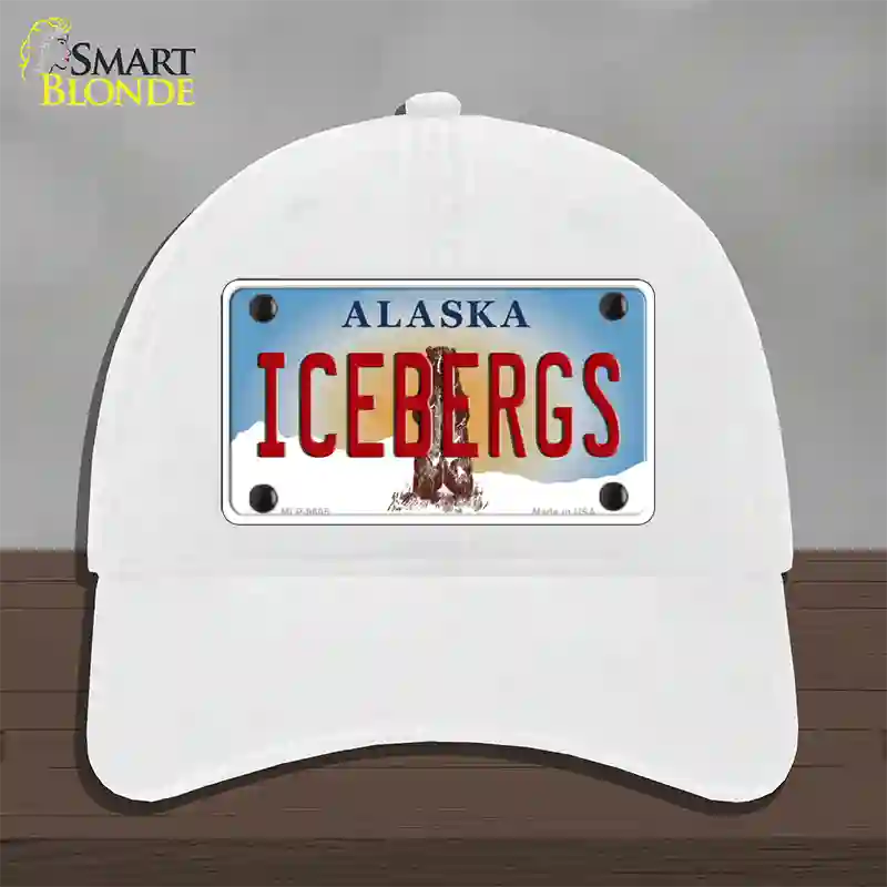 Icebergs Alaska State Novelty License Plate Hat Unconstructed Cotton / White