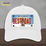 Best Dad Alaska State Novelty License Plate Hat Unconstructed Cotton / White