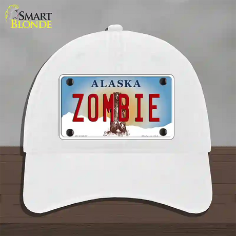 Zombie Alaska State Novelty License Plate Hat Unconstructed Cotton / White