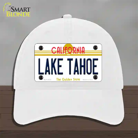 Lake Tahoe California Novelty License Plate Hat Unconstructed Cotton / White