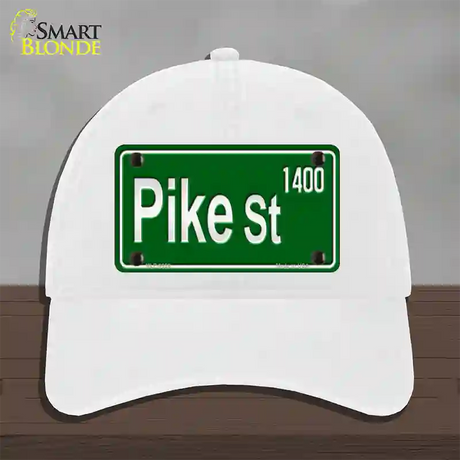 Pike St 1400 Novelty License Plate Hat Unconstructed Cotton / White