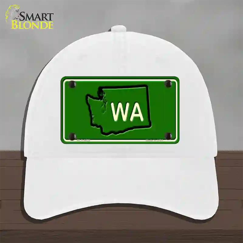 WA State Novelty License Plate Hat Unconstructed Cotton / White