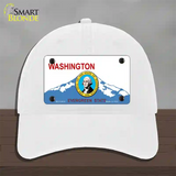 Washington With Seal Novelty License Plate Hat Unconstructed Cotton / White