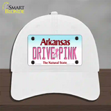 Drive Pink Arkansas Novelty License Plate Hat Unconstructed Cotton / White