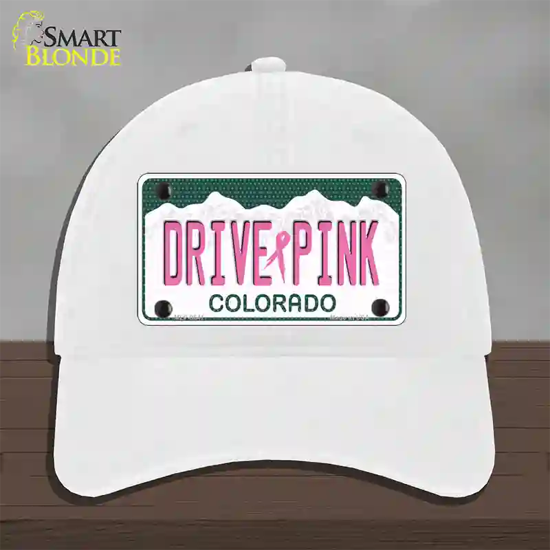 Drive Pink Colorado Novelty License Plate Hat Unconstructed Cotton / White